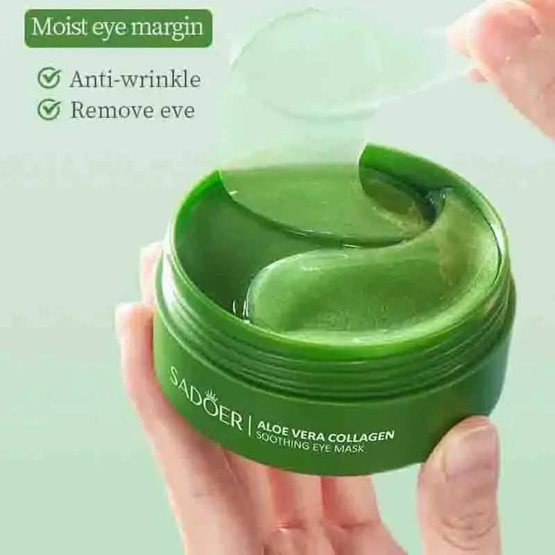 60 peças de máscara de colágeno de aloe vera, antiolheiras, bolsas para os olhos, hidratante, antirrugas, adesivos para os olhos, produtos para cuidados com a pele