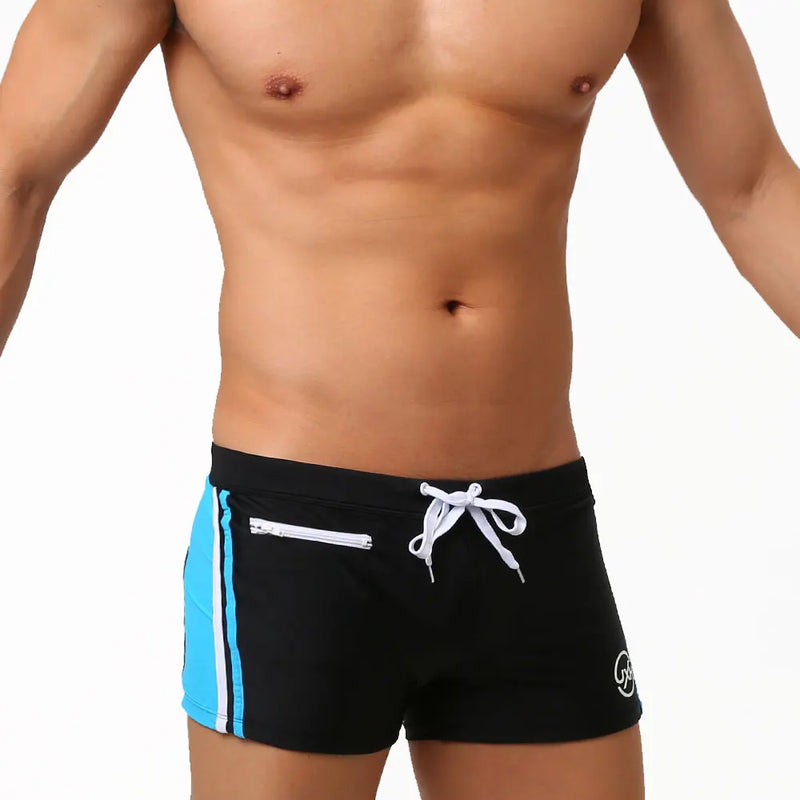 Roupa de banho masculina com sunga push-up boxer com bolso hi-q sexy masculina respirável maiô speed beach shorts sunga