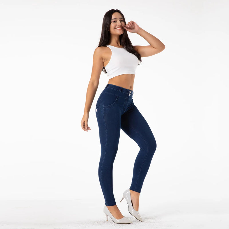 Calças jeans femininas esportivas e de lazer, calças fitness de alta qualidade, leggings confortáveis para ioga, meias elásticas grandes