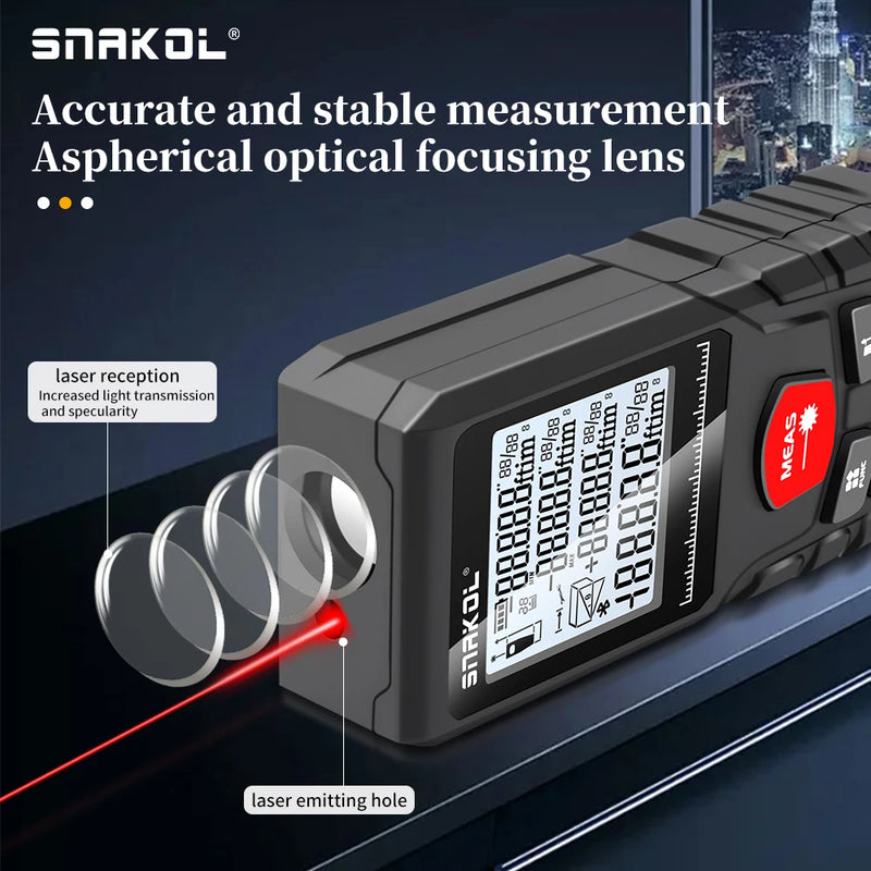 Snakol Laser Fita Métrica 50M/70M/100M/120M Laser Distância Medidor Rangefinder Profissional Digital Range Finder Régua Ferramentas de Teste