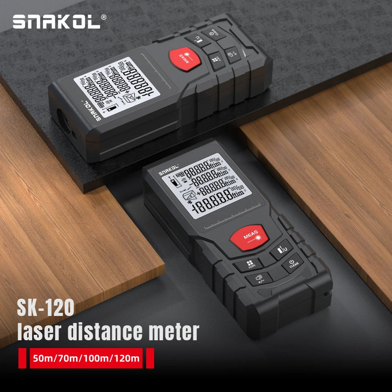 Snakol Laser Fita Métrica 50M/70M/100M/120M Laser Distância Medidor Rangefinder Profissional Digital Range Finder Régua Ferramentas de Teste