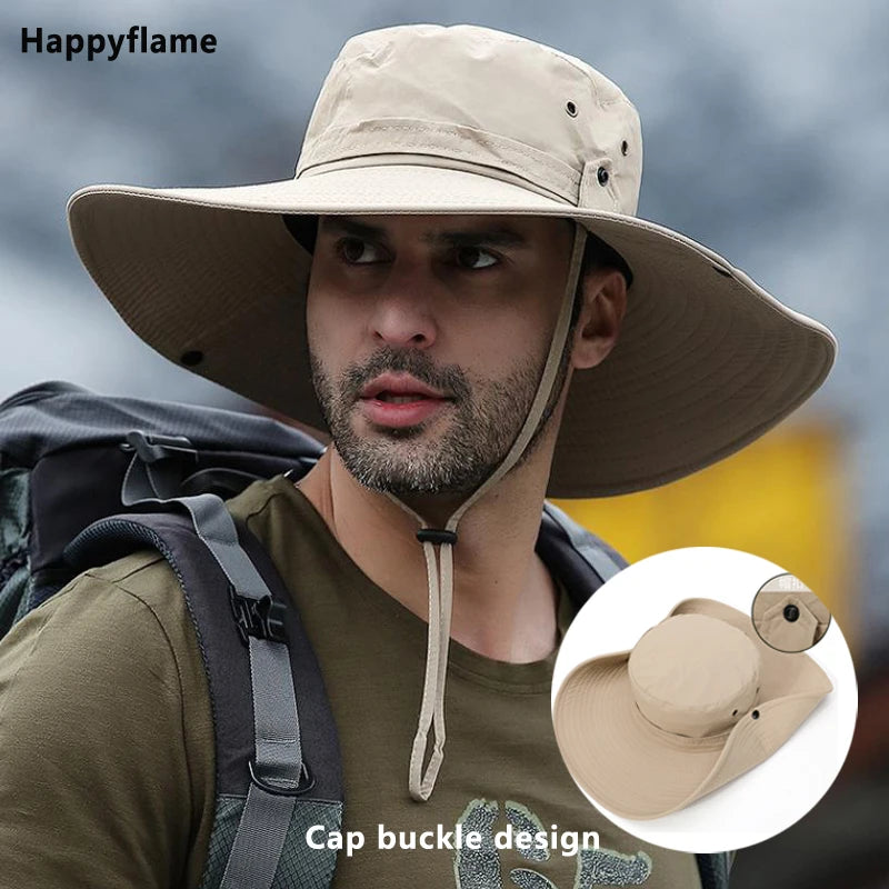 Novo chapéu de pesca com proteção solar, malha respirável, para acampamento, caminhadas, chapéu anti-UV, chapéu de sol, montanhismo, chapéu panamá masculino