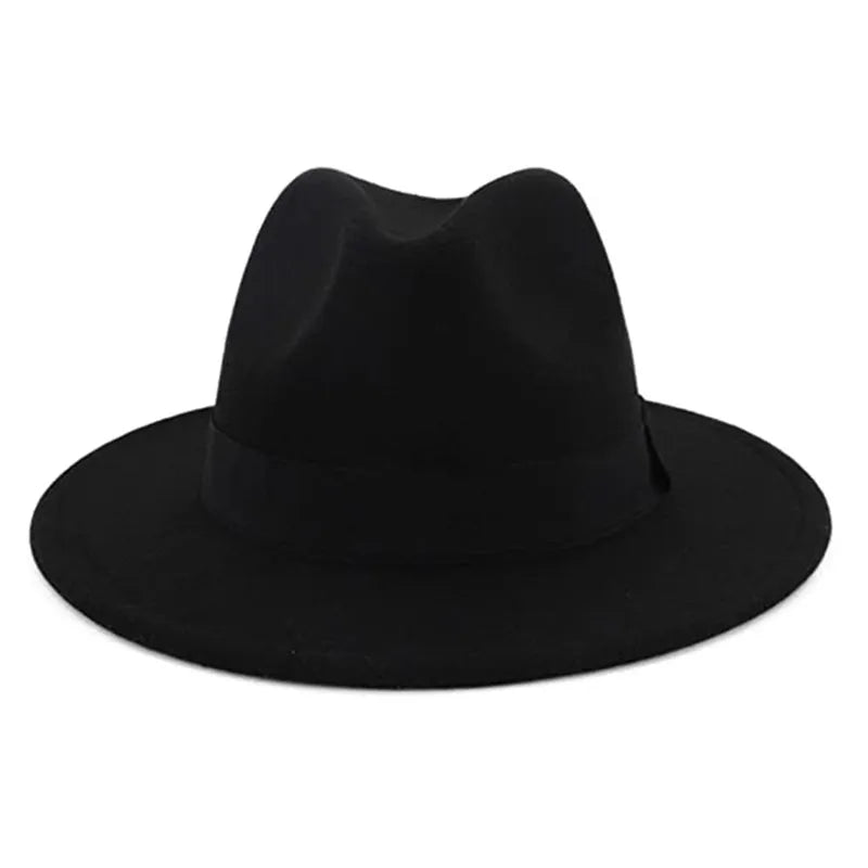 Chapéu Fedora Elástico Clássico Preto Respirável Cor Sólida Unissex Lã Feltro Jazz Chapéus Elegantes Homens Mulheres Aba Larga Panamá Trilby Boné