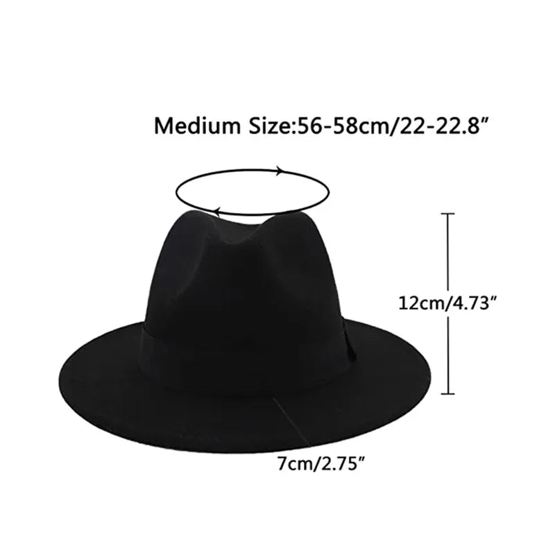 Chapéu Fedora Elástico Clássico Preto Respirável Cor Sólida Unissex Lã Feltro Jazz Chapéus Elegantes Homens Mulheres Aba Larga Panamá Trilby Boné