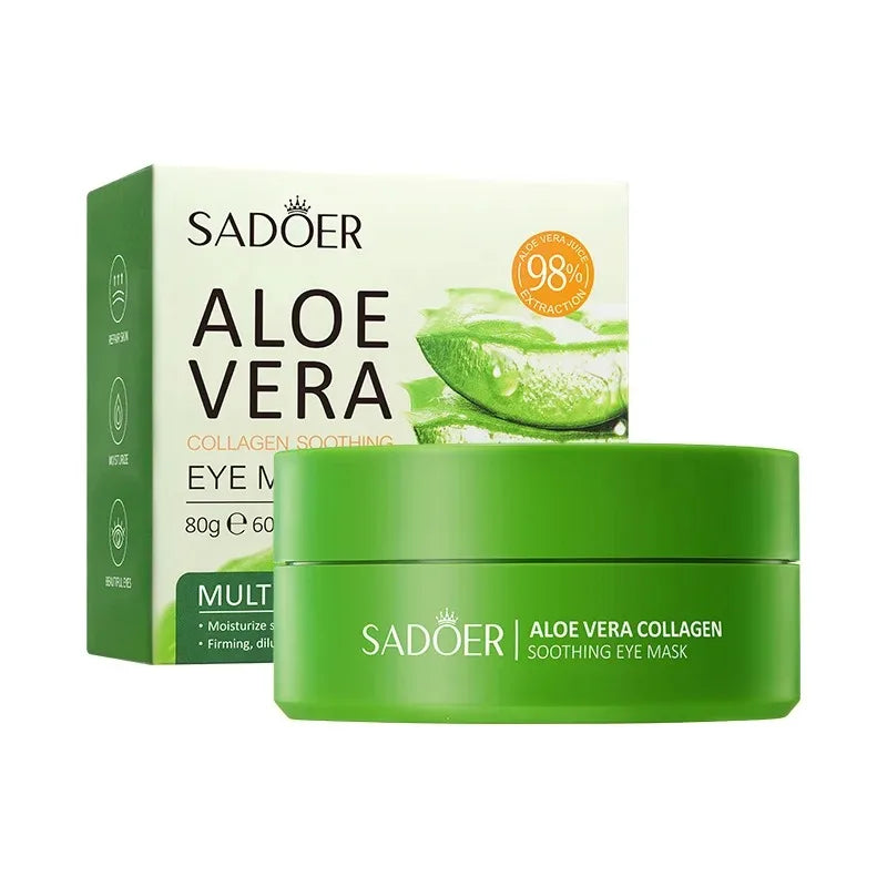 60 peças de máscara de colágeno de aloe vera, antiolheiras, bolsas para os olhos, hidratante, antirrugas, adesivos para os olhos, produtos para cuidados com a pele