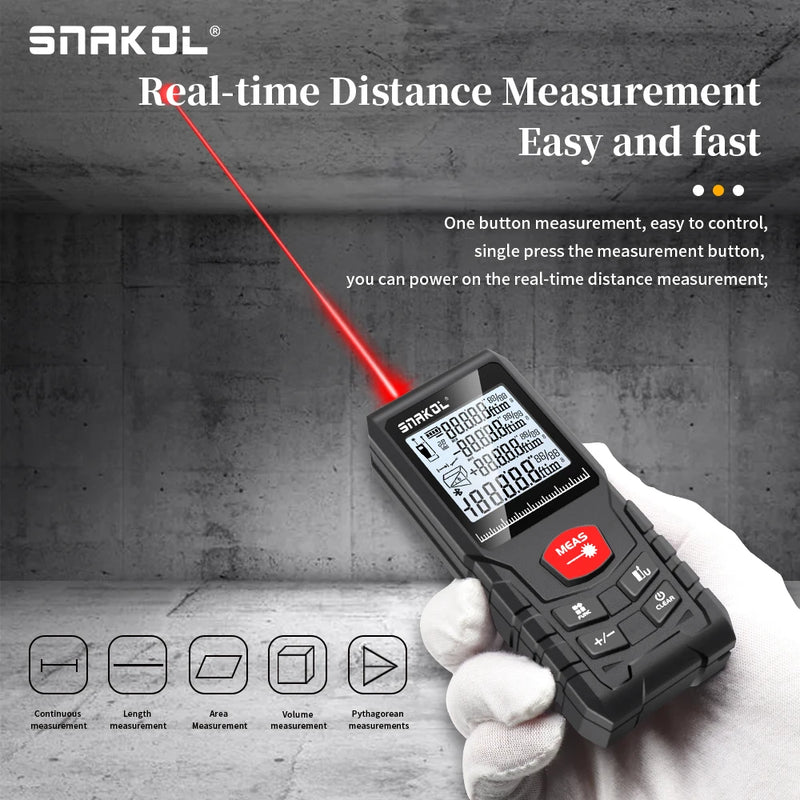 Snakol Laser Fita Métrica 50M/70M/100M/120M Laser Distância Medidor Rangefinder Profissional Digital Range Finder Régua Ferramentas de Teste