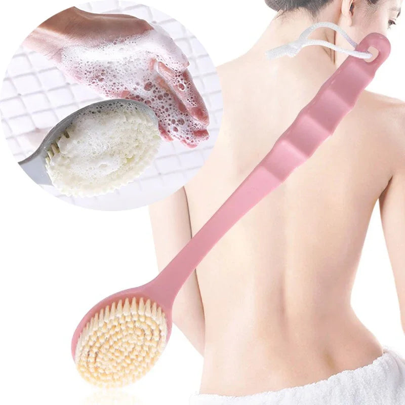 Escova de banho de cabo longo esfoliante para massagem nas costas chuveiro spa espuma acessórios para banheiro esponja macia esfoliante escovas de limpeza corporal