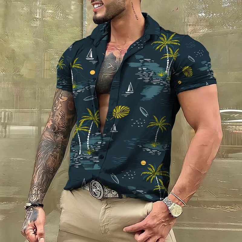 Camisa havaiana masculina Praia 5xl Manga curta Moda Tops Camiseta Homem Blusa Camisa