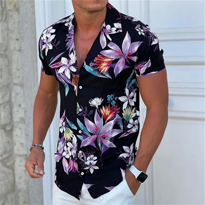 Camisa havaiana masculina Praia 5xl Manga curta Moda Tops Camiseta Homem Blusa Camisa