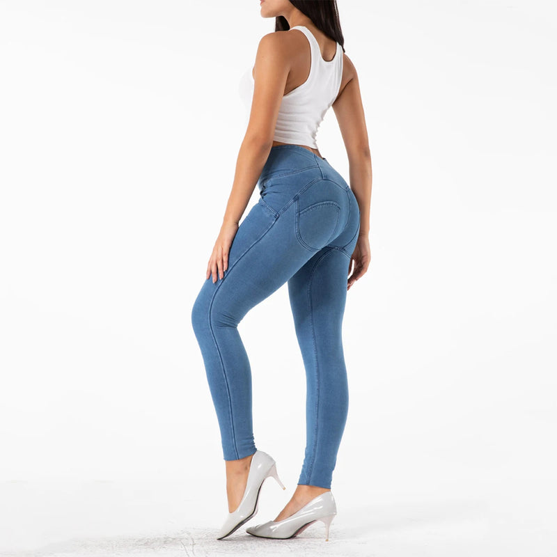 Calças jeans femininas esportivas e de lazer, calças fitness de alta qualidade, leggings confortáveis para ioga, meias elásticas grandes