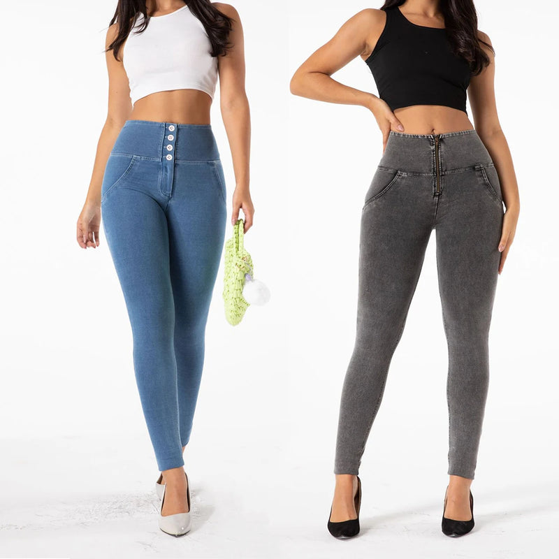 Calças jeans femininas esportivas e de lazer, calças fitness de alta qualidade, leggings confortáveis para ioga, meias elásticas grandes