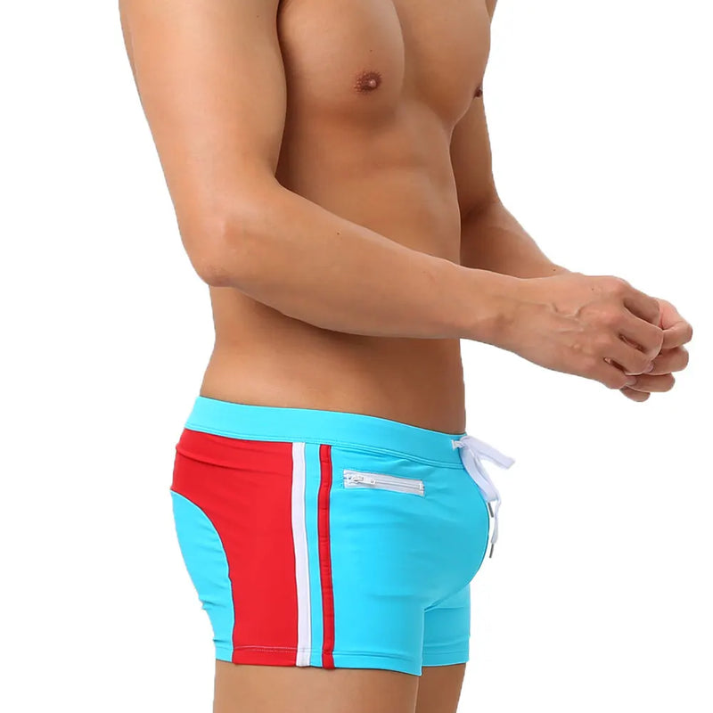 Roupa de banho masculina com sunga push-up boxer com bolso hi-q sexy masculina respirável maiô speed beach shorts sunga