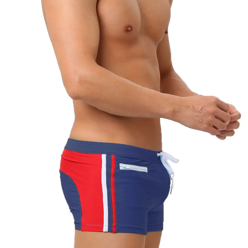 Roupa de banho masculina com sunga push-up boxer com bolso hi-q sexy masculina respirável maiô speed beach shorts sunga