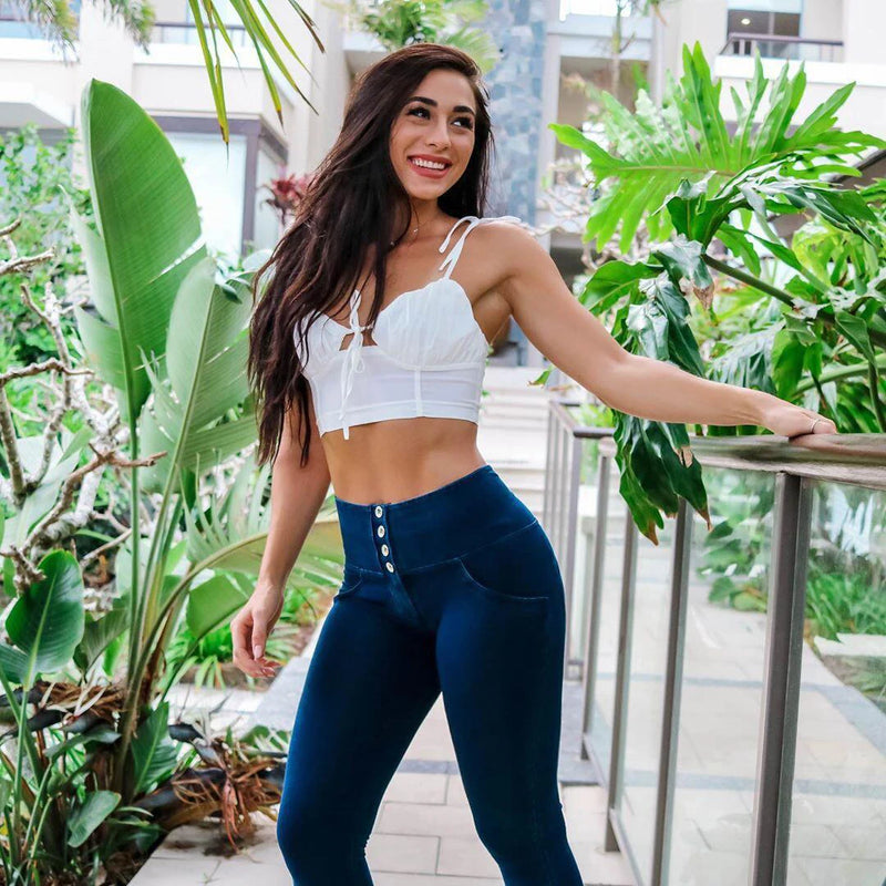 Calças jeans femininas esportivas e de lazer, calças fitness de alta qualidade, leggings confortáveis para ioga, meias elásticas grandes