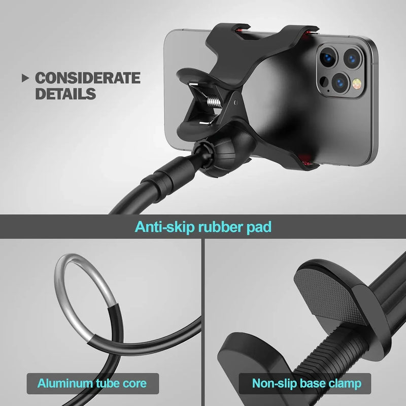 Suporte para celular universal para smartphone, braçadeira de garra de 138 cm, haste flexível, suporte articulado, suporte ajustável de 360 °