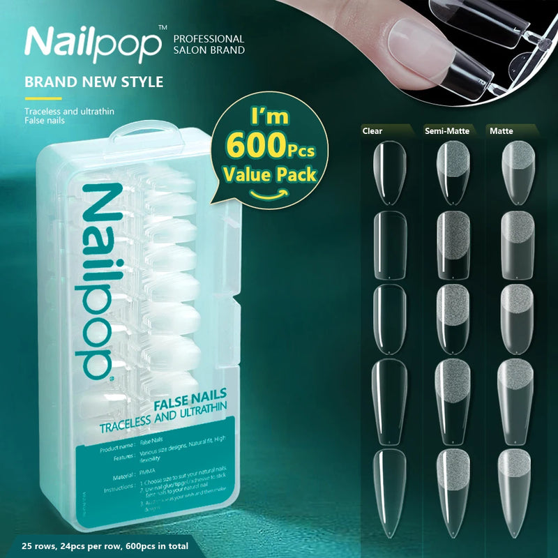 600pcs PRO Unhas Postiças Cobertura Total Pontas de Unhas Postiças Cápsulas de Unhas Acrílicas Material Profissional Pontas de Gel de Soak Off para Dedos