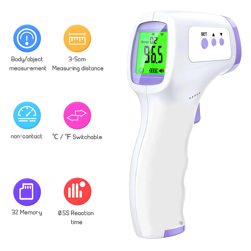 Termômetro digital de testa sem contato termômetro médico infravermelho temperatura corporal ferramenta de medida de febre para bebês adultos